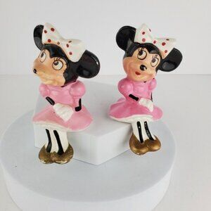 Disney Dan Brechner Minnie Mouse Exclusive Ceramic Salt Pepper Shakers Vintage